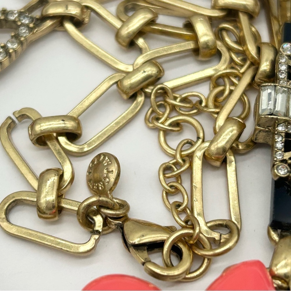 J. Crew Navy and Coral Jeweled Necklace - Picture 2 of 3